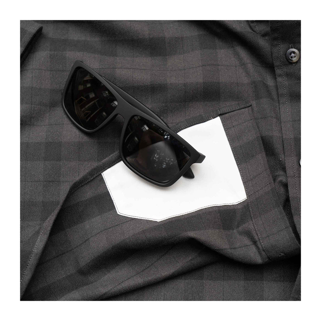 Poncho The Black Canyon Original LS Flannel Shirt Regular Black and Grey Plaid