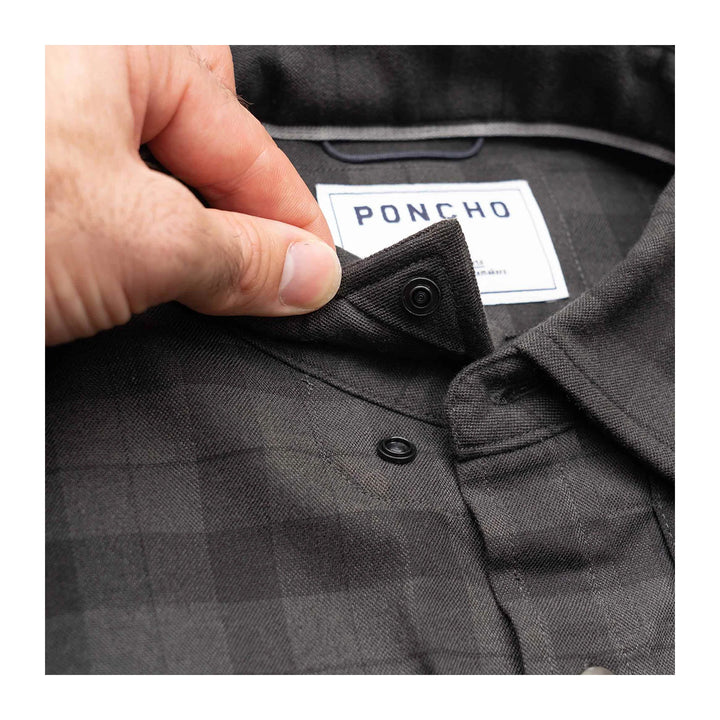 Poncho The Black Canyon Original LS Flannel Shirt Regular Black and Grey Plaid