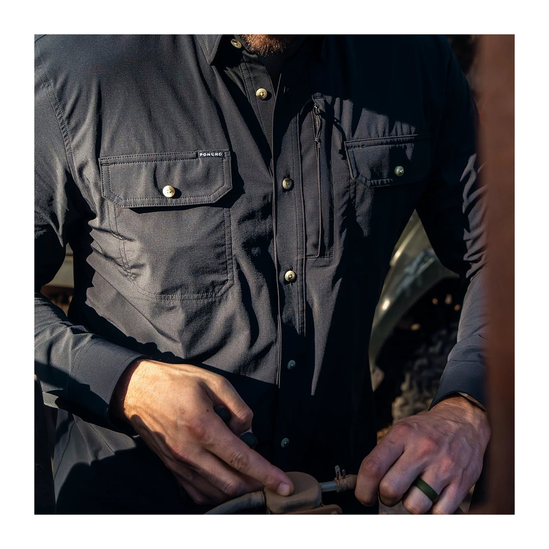 Poncho The Charro Western Tuff-Thread Shirt Regular Black (Jet Black)