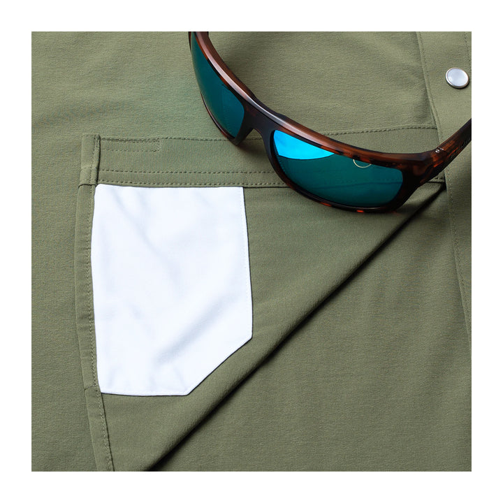 Poncho The Fence Stretcher Western Tuff-Thread Slim Shirt Olive (Four Leaf Clover)