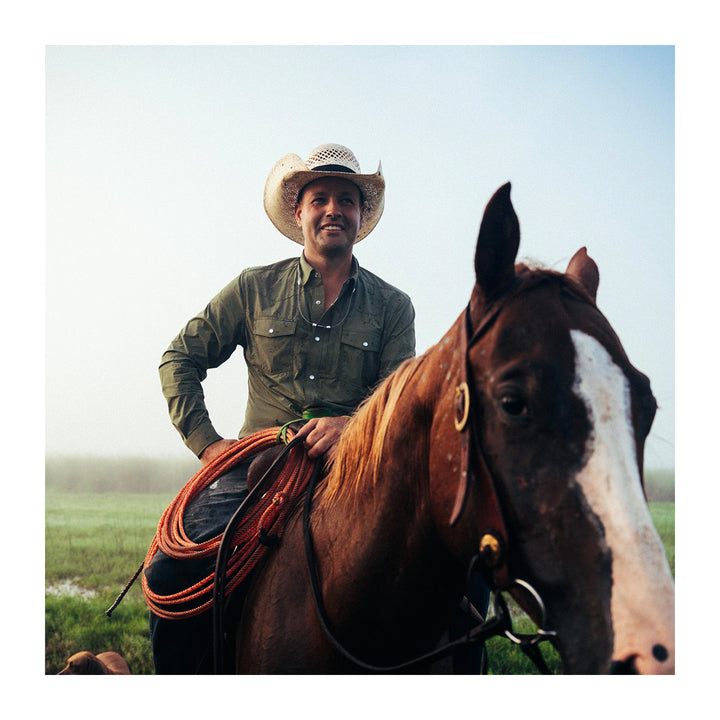 Poncho The Fence Stretcher Western Tuff-Thread Slim Shirt Olive (Four Leaf Clover)