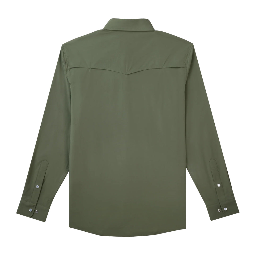 Poncho The Fence Stretcher Western Tuff-Thread Regular Shirt Olive (Four Leaf Clover)