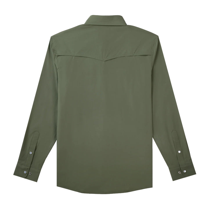 Poncho The Fence Stretcher Western Tuff-Thread Slim Shirt Olive (Four Leaf Clover)