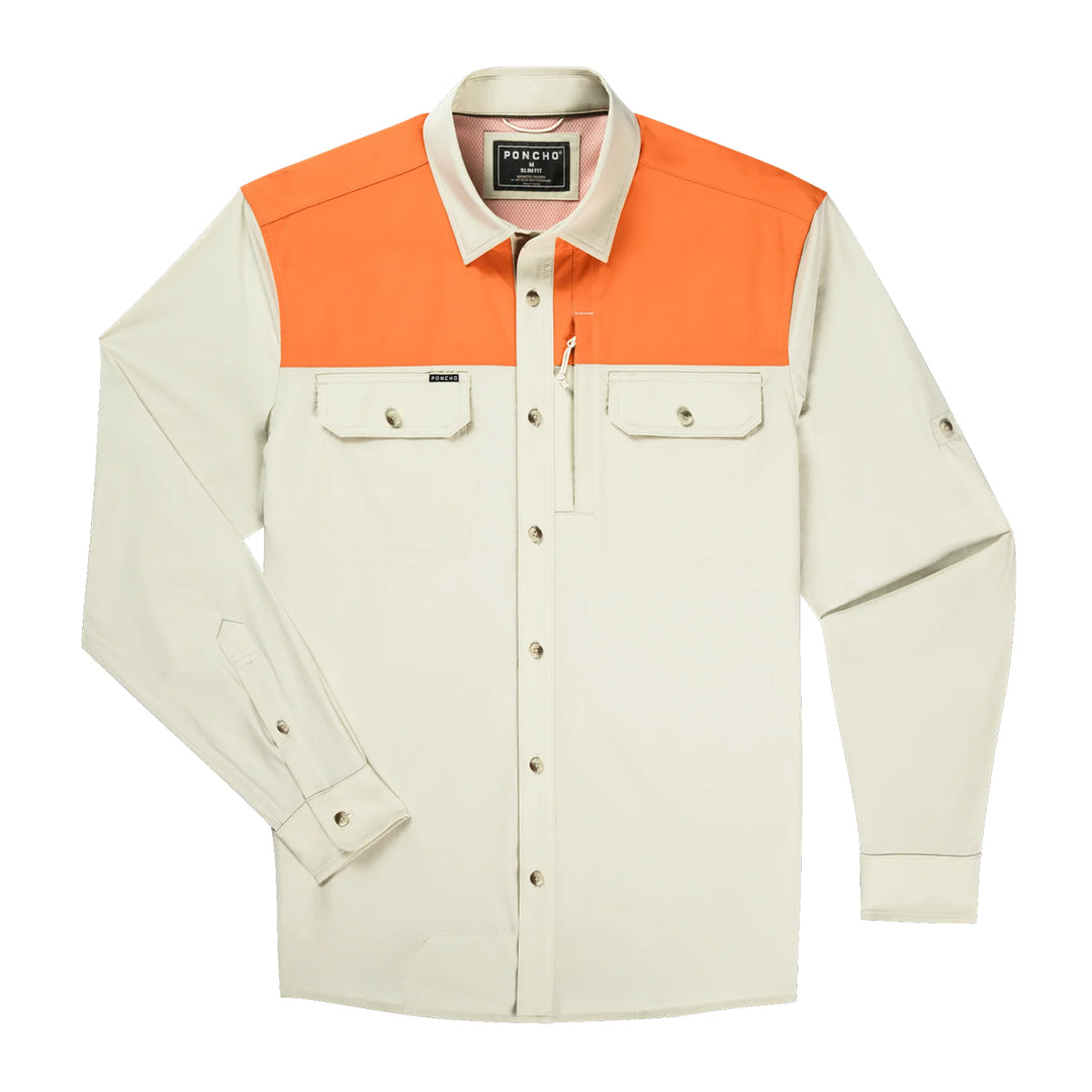 Poncho The Hebbronville Original Tuff-Thread Regular Shirt Tan // Patch: Blaze Orange