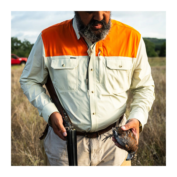 Poncho The Hebbronville Original Tuff-Thread Regular Shirt Tan // Patch: Blaze Orange