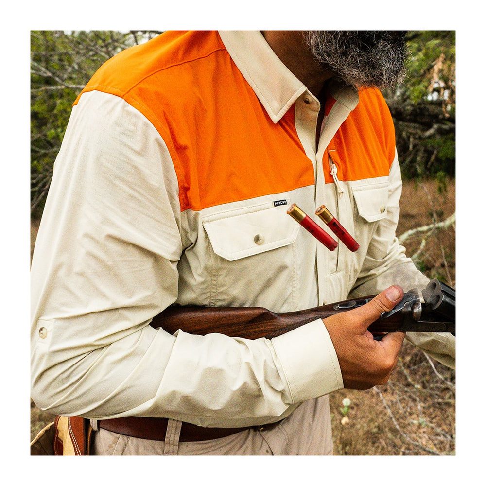Poncho The Hebbronville Original Tuff-Thread Regular Shirt Tan // Patch: Blaze Orange