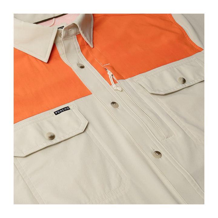 Poncho The Hebbronville Original Tuff-Thread Regular Shirt Tan // Patch: Blaze Orange