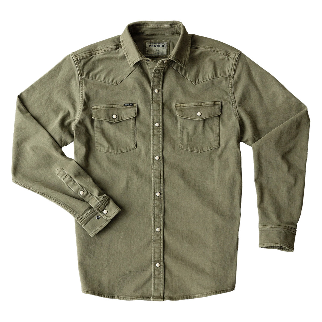 Poncho The Hidalgo Denim Western LS Shirt Regular Olive Green