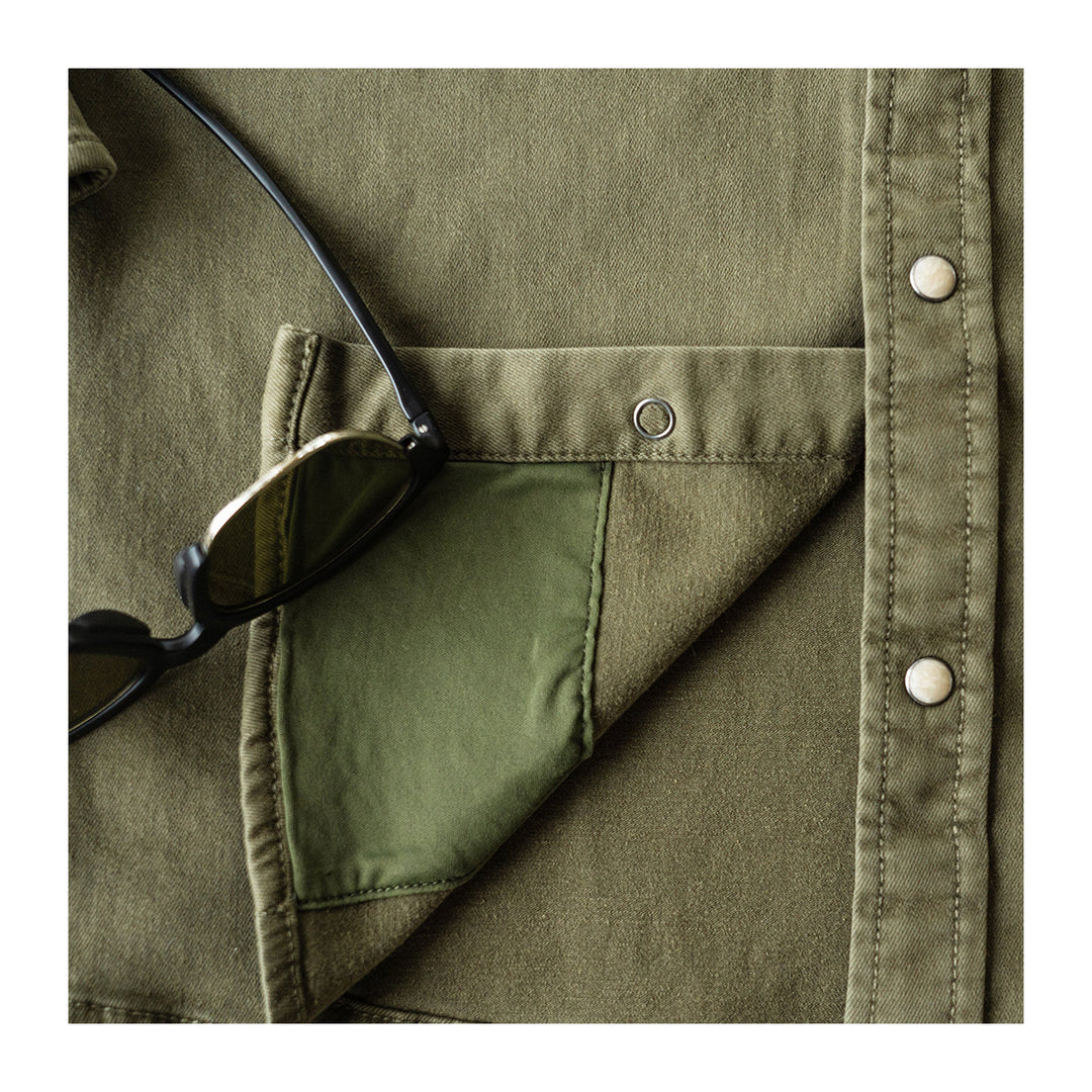 Poncho The Hidalgo Denim Western LS Shirt Regular Olive Green