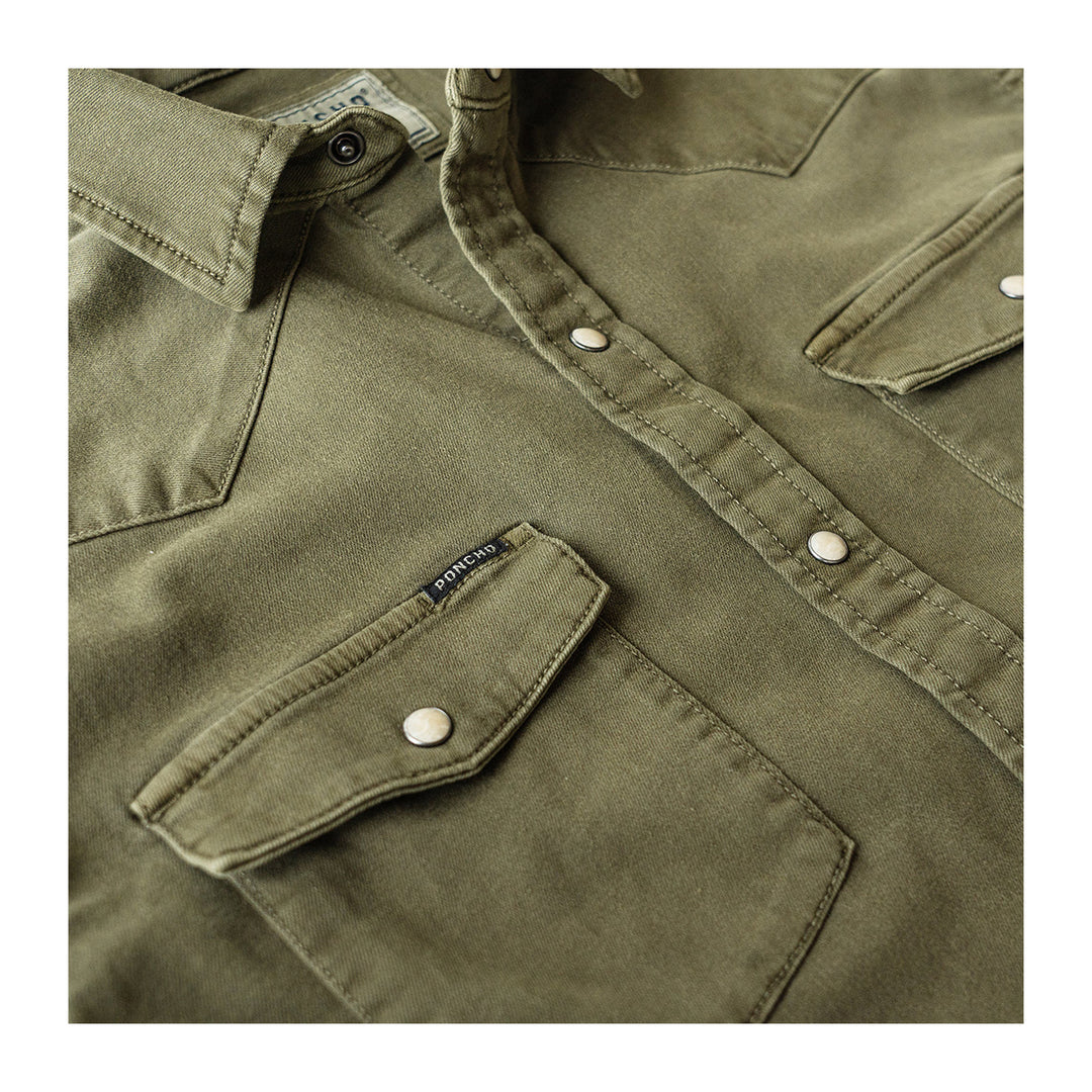 Poncho The Hidalgo Denim Western LS Shirt Regular Olive Green