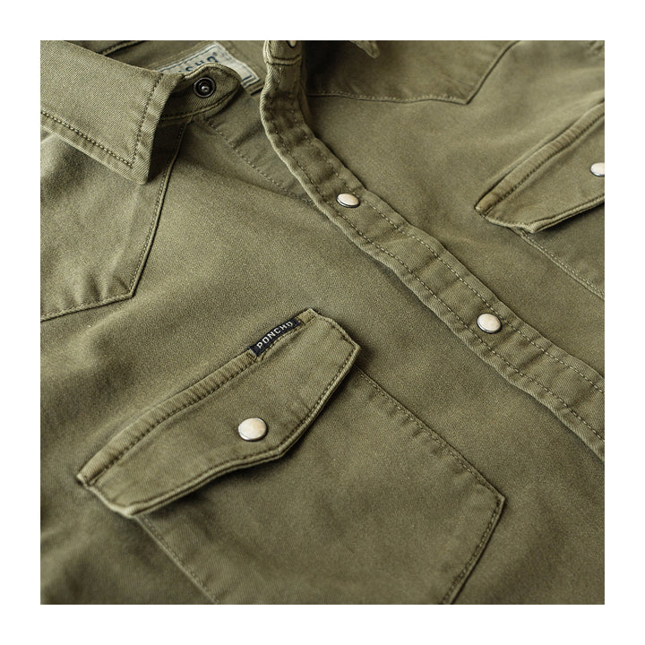 Poncho The Hidalgo Denim Western LS Shirt Regular Olive Green