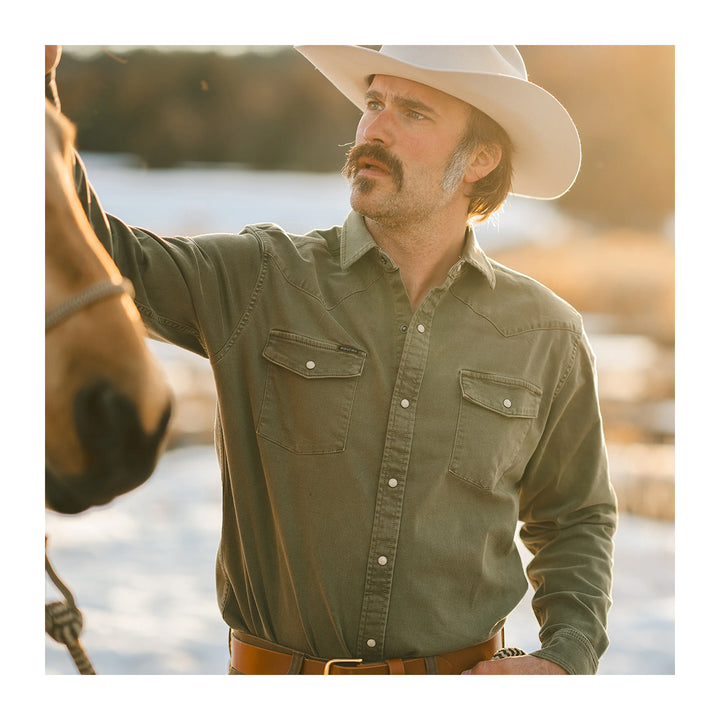 Poncho The Hidalgo Denim Western LS Shirt Regular Olive Green