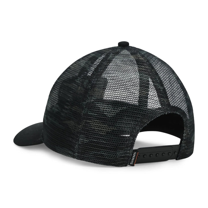 Simms Mesh All-Over Trucker Tiger Camo Black/Dark Gunmetal - Madison River Fishing Company