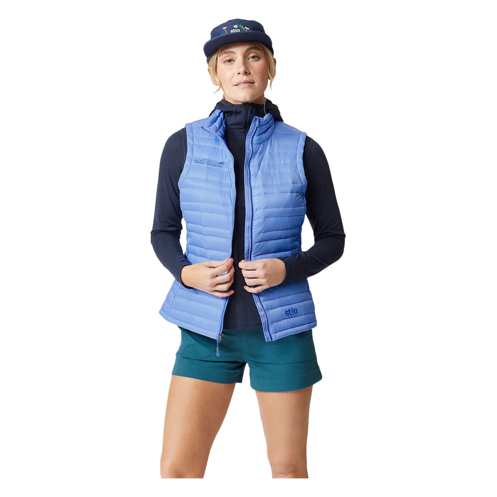 Stio MTS Logo Womens Pinion Down Vest Chicory Flower