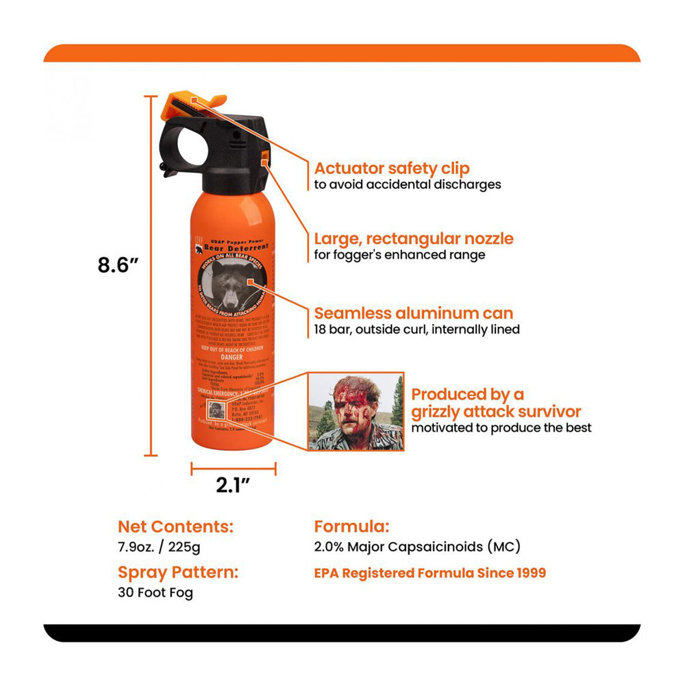 UDAP Bear Pepper Spray Safety Orange w/ Griz Guard Holster