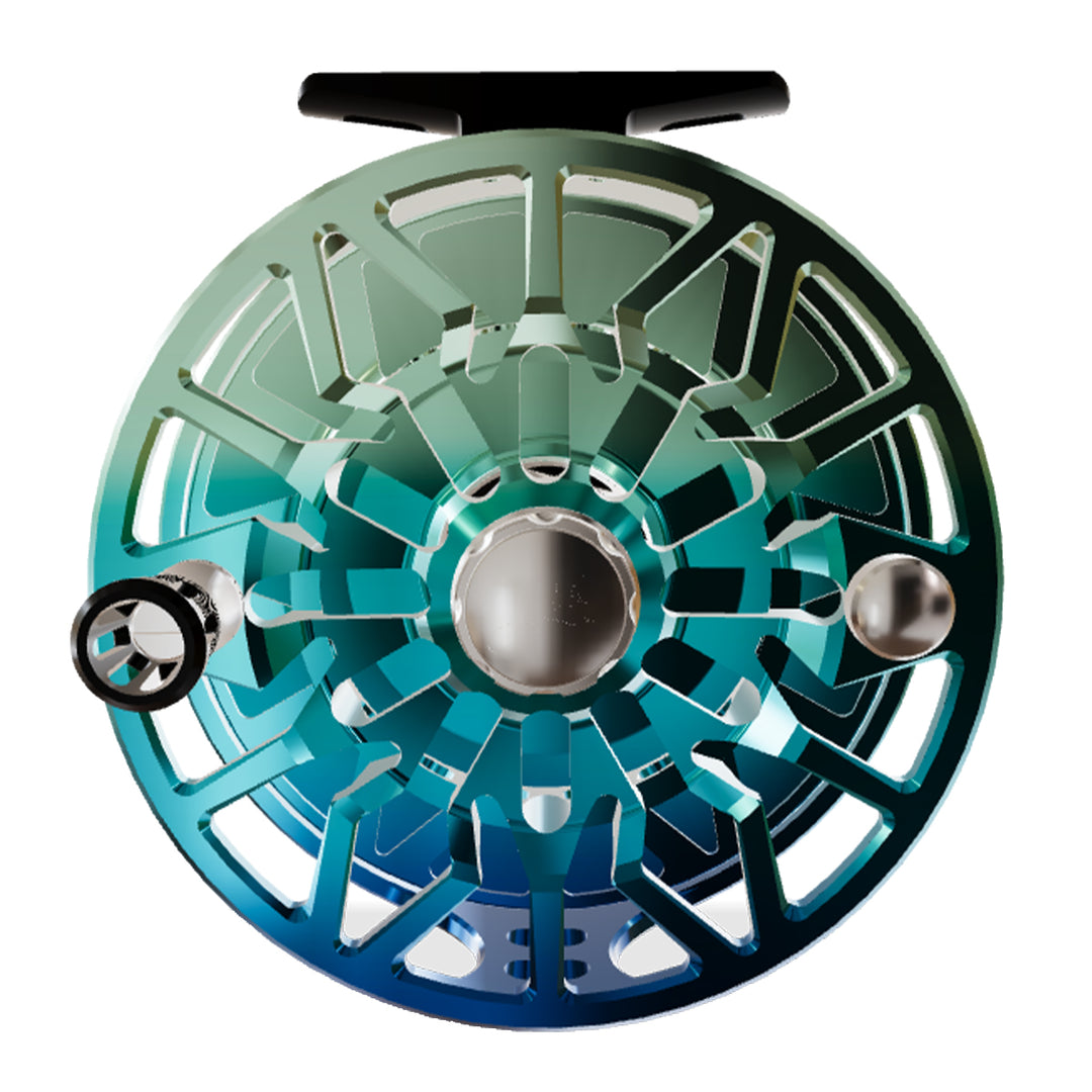 Abel SDS 7/8 Solid Reel Penumbra, Black Blue Fade Drag Knob with Black Handle