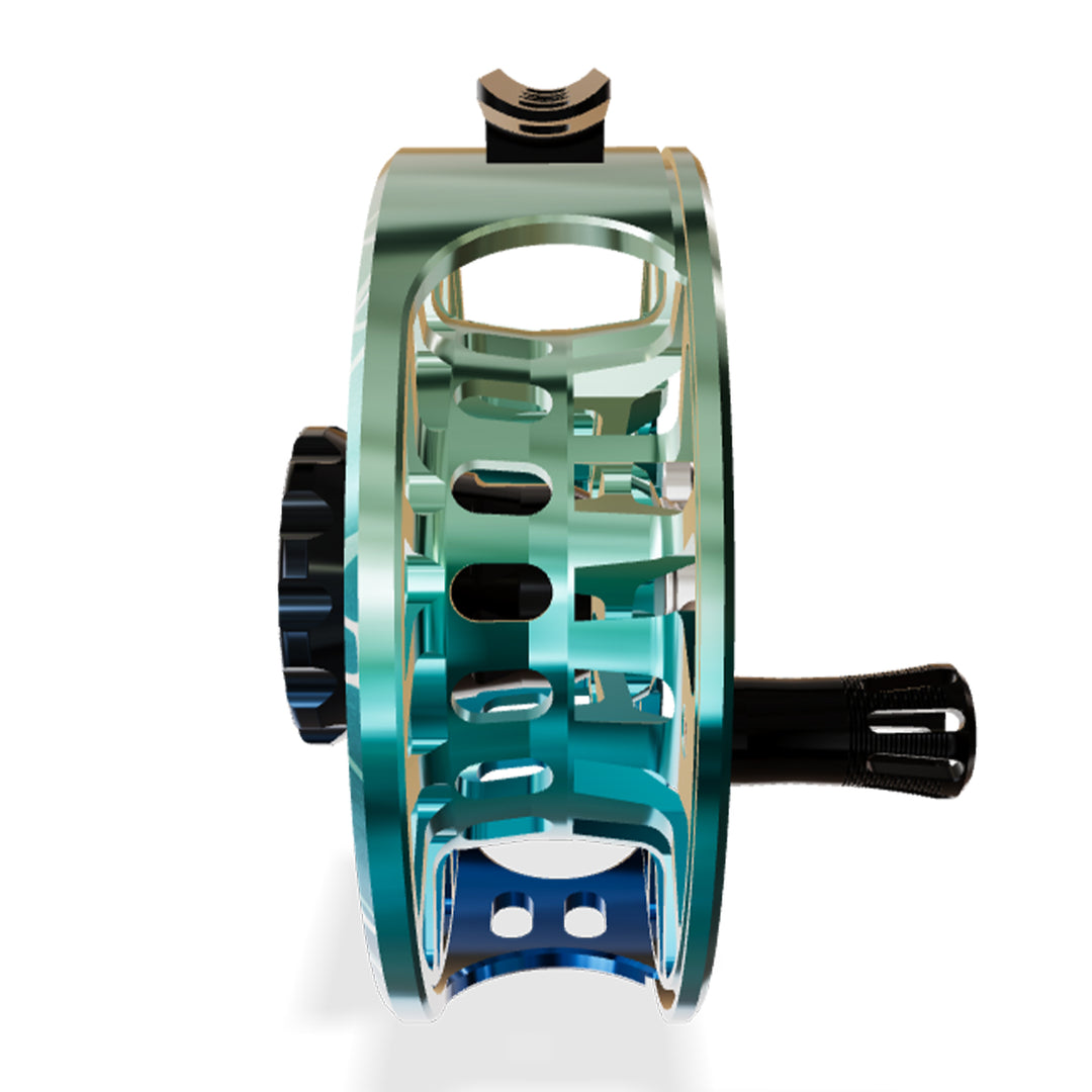 Abel SDS 7/8 Solid Reel Penumbra, Black Blue Fade Drag Knob with Black Handle