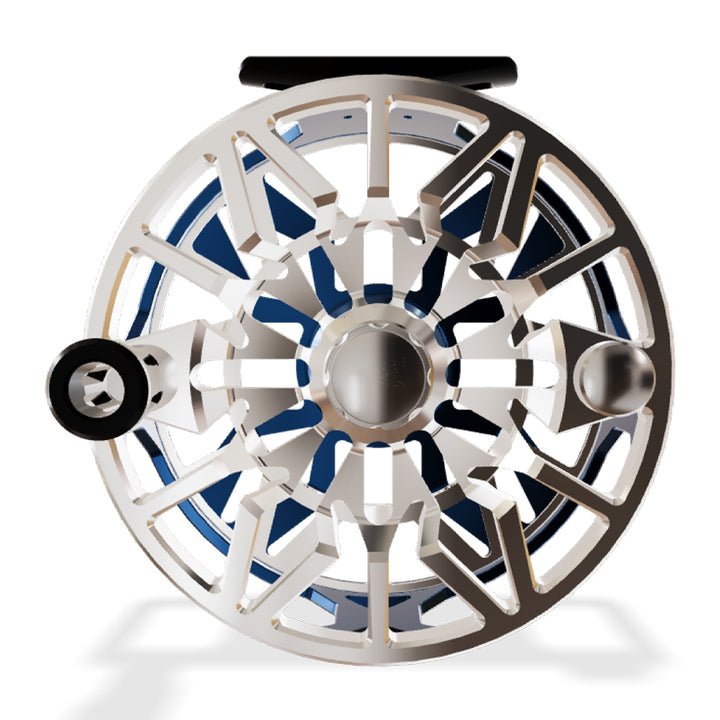 Abel SDX Reel 12/14 Ported Deep Blue Frame/Platinum Spool, Gloss Black Drag Knob w/Black Handle