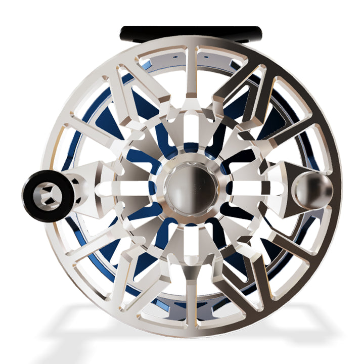 Abel SDX Reel 9/11 Ported Deep Blue Frame/Platinum Spool, Gloss Black Drag Knob w/Black Handle