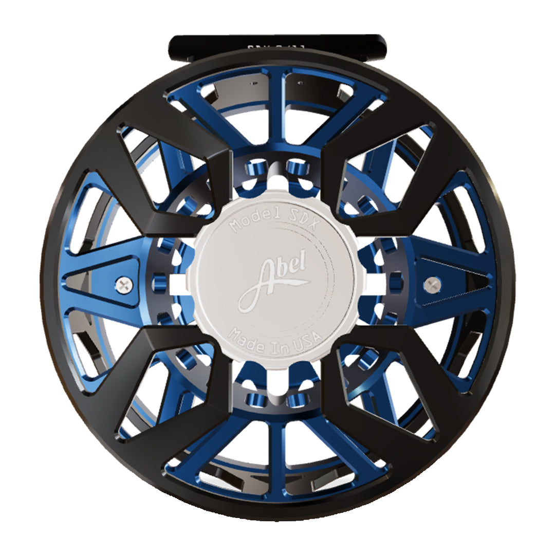 Abel SDX Reel 9/11 Ported Gloss Black Frame/Deep Blue Spool, Platinum Drag Knob w/Black Handle