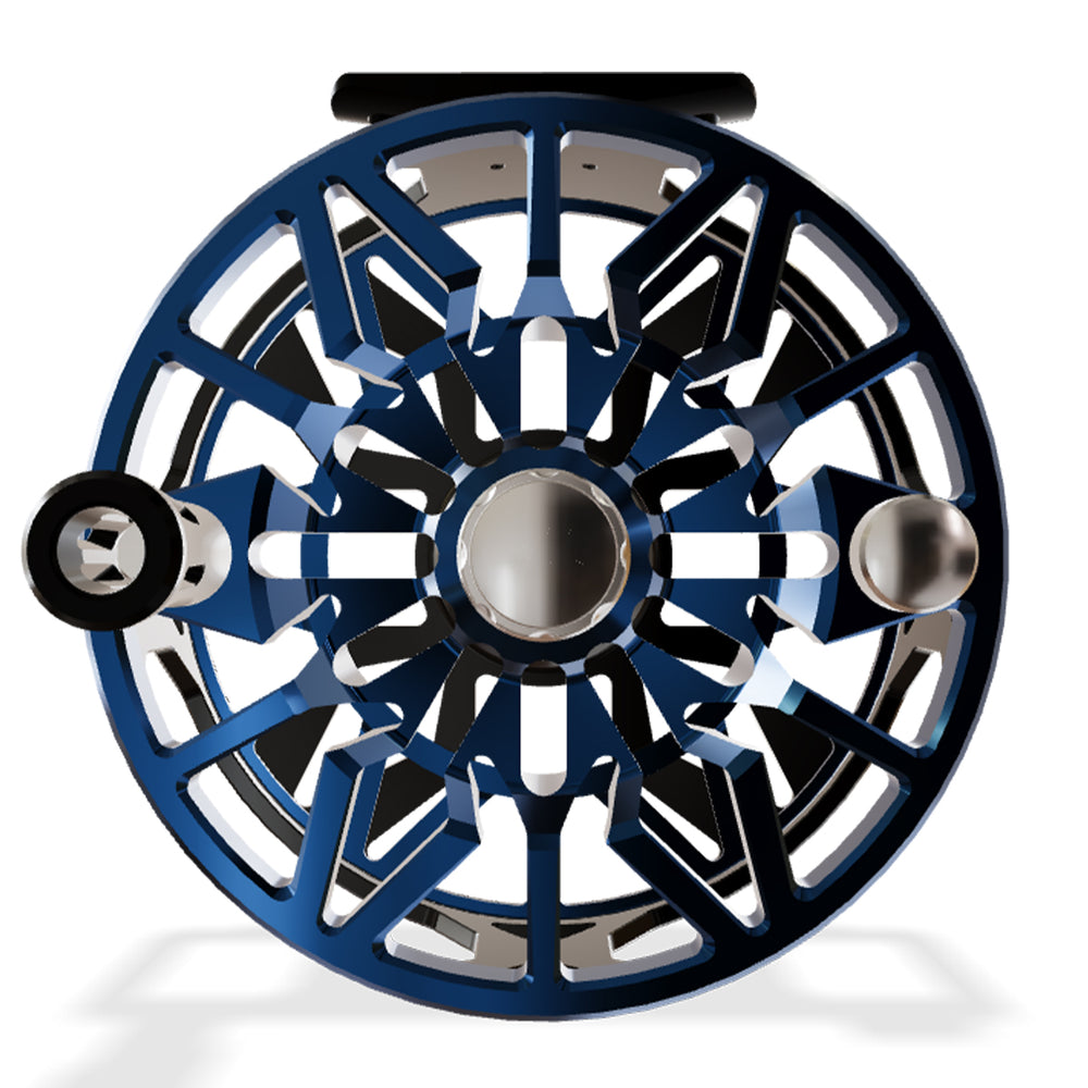 Abel SDX Reel 9/11 Ported Gloss Black Frame/Deep Blue Spool, Platinum Drag Knob w/Black Handle