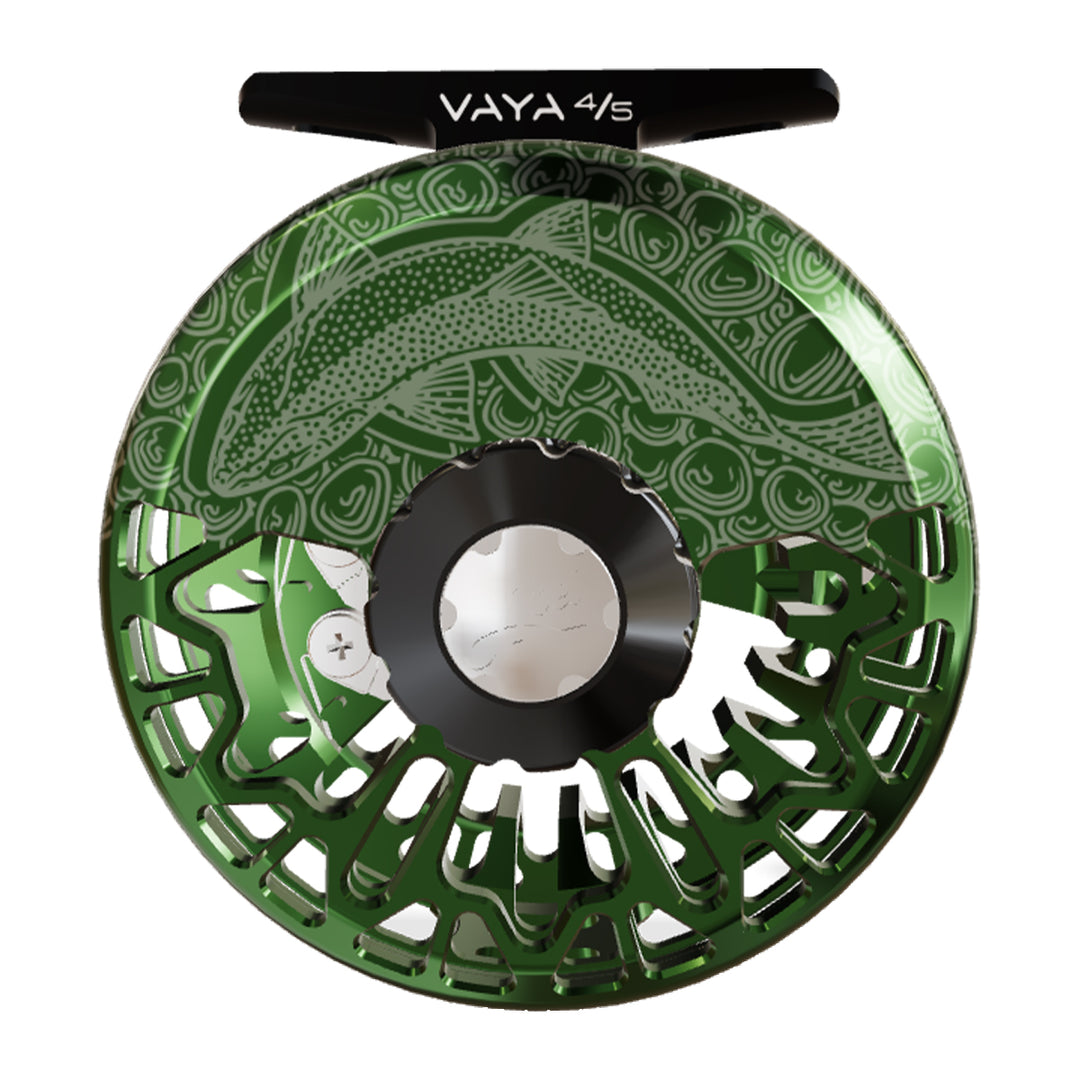 Abel Vaya Reel 5/6 Underwood Sight Fish Grass Green, Gloss Back Drag Knob w/ Black Handle