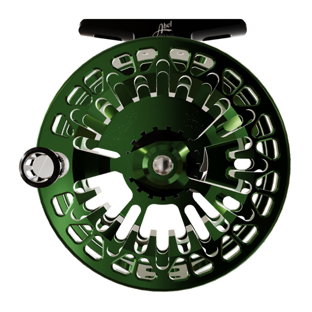 Abel Vaya Reel 5/6 Underwood Sight Fish Grass Green, Gloss Back Drag Knob w/ Black Handle