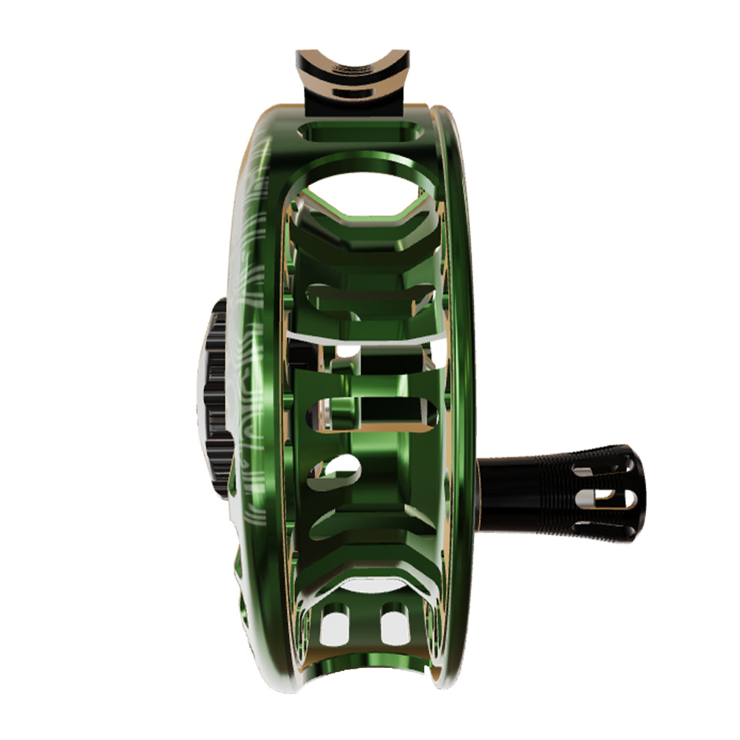 Abel Vaya Reel 5/6 Underwood Sight Fish Grass Green, Gloss Back Drag Knob w/ Black Handle