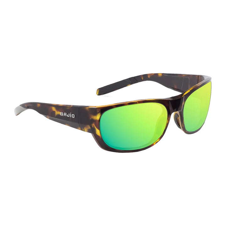 Bajio Sunglasses Darien Dark Brown Tortoise Gloss Green Mirror Glass