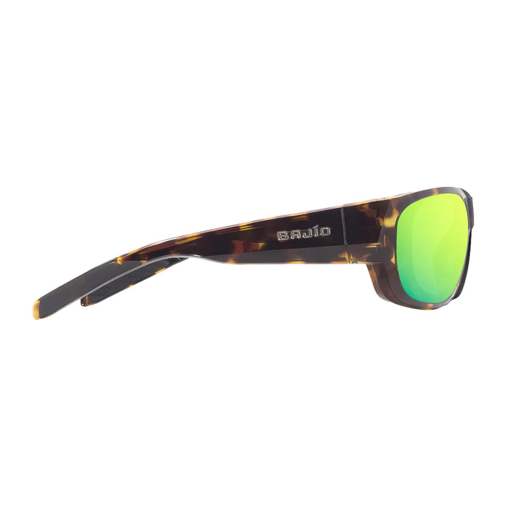 Bajio Sunglasses Darien Dark Brown Tortoise Gloss Green Mirror Glass
