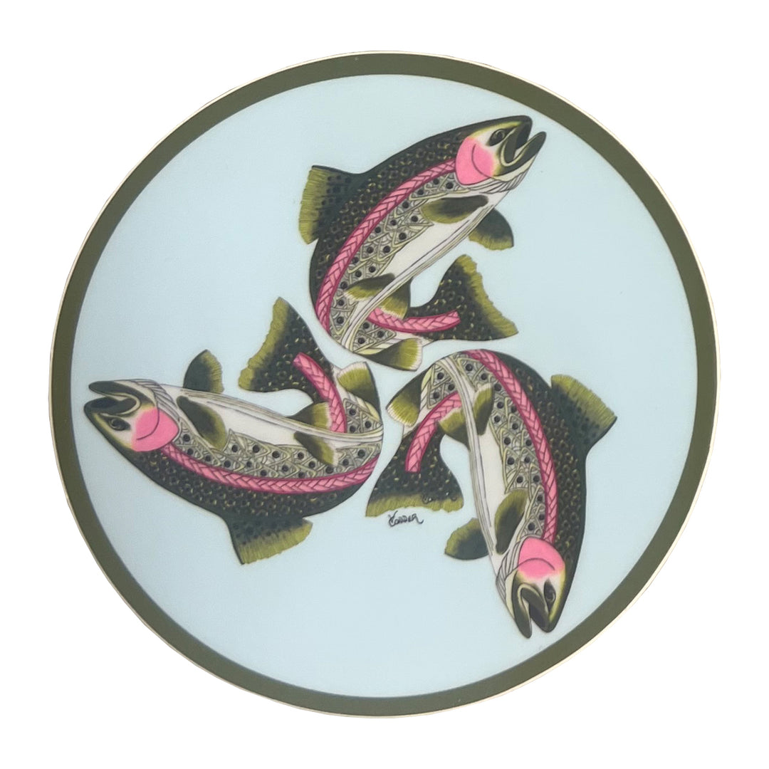 Conner Art Studio Celtic Trout Tryptic Round Sticker
