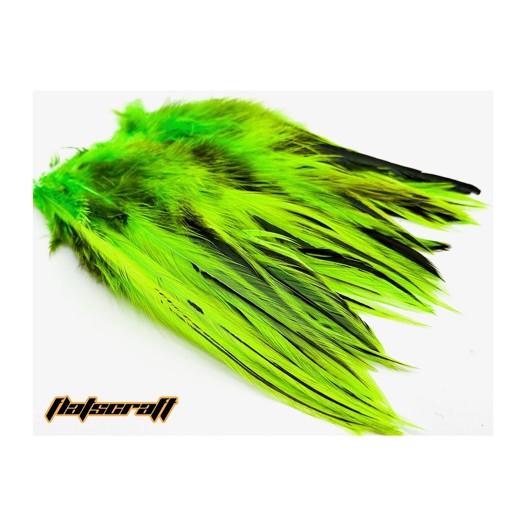 Flats Craft Strung Rooster Badger Saddle Chartreuse