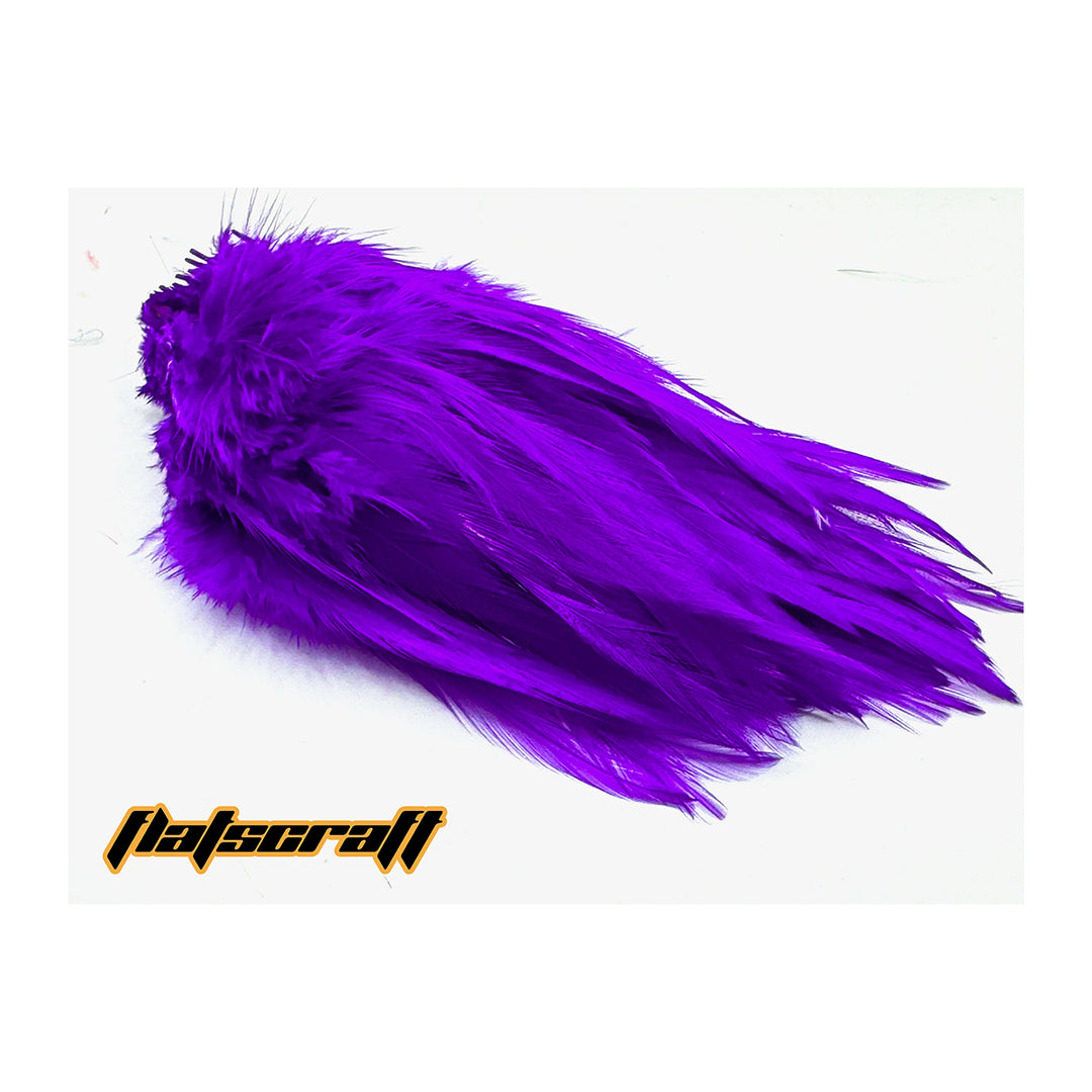 Flats Craft Strung Rooster Badger Saddle Purple