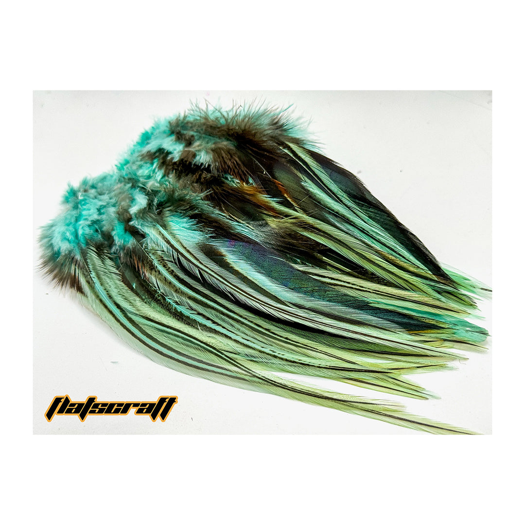 Flats Craft Strung Rooster Badger Saddle Seafoam