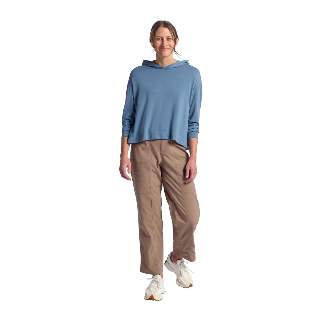 Free Fly Women's Bamboo Shade Crossover Hoodie Pacific Blue