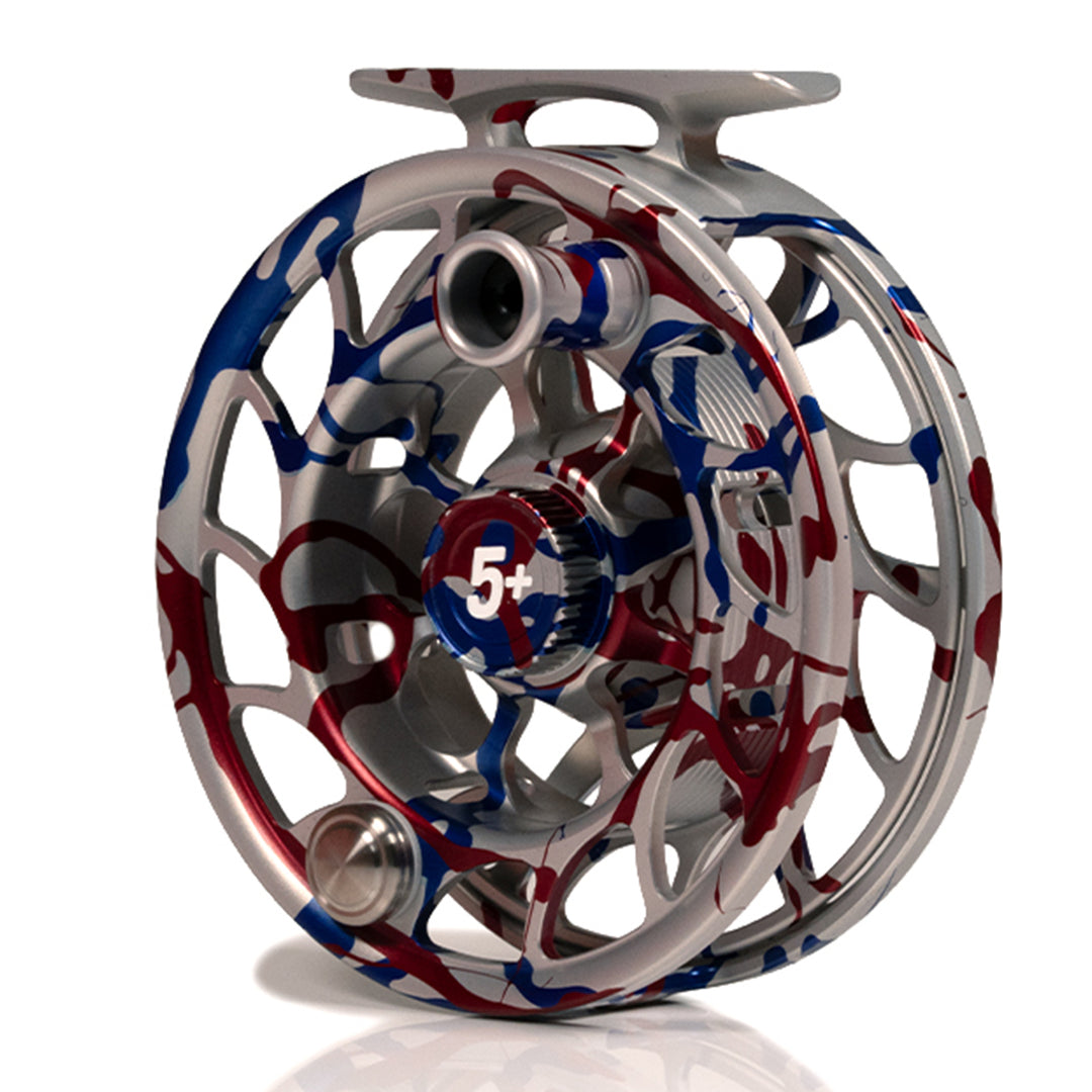 Hatch Iconic 5+ Reel Custom USA Splatter/White