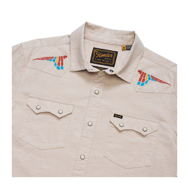 Howler Bros Crosscut Deluxe LS Shirt Parrot Patrol: Dune Chambray