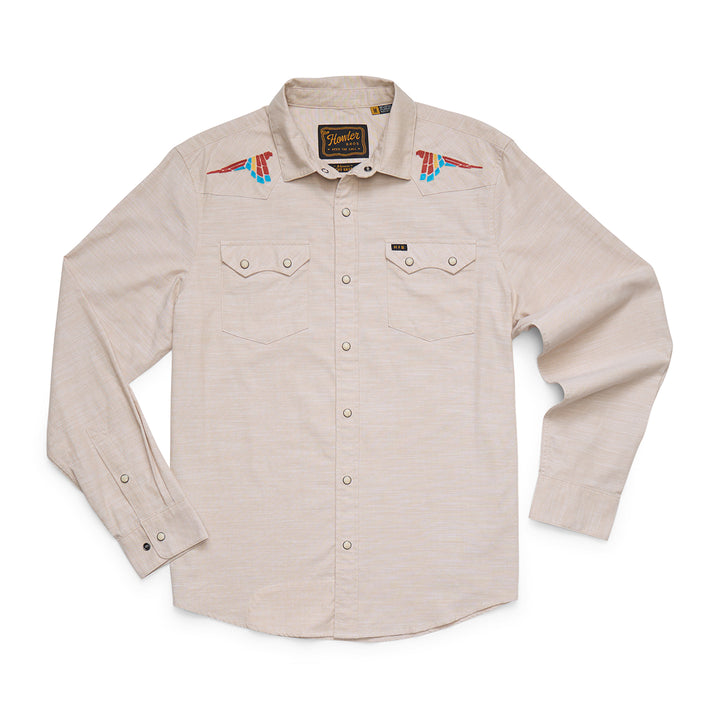Howler Bros Crosscut Deluxe LS Shirt Parrot Patrol: Dune Chambray