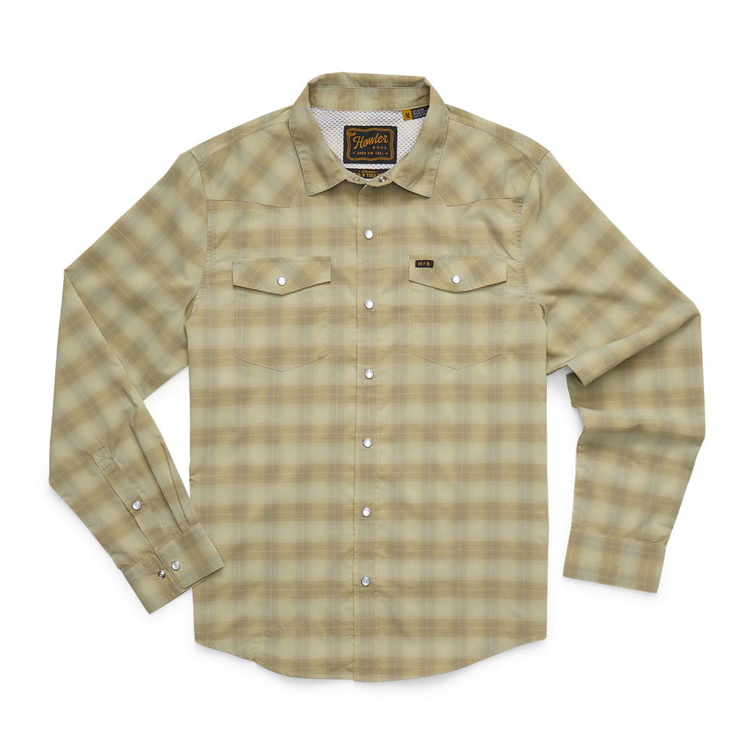 Howler Bros H Bar B Tech LS Shirt Kent Plaid: Fog Green
