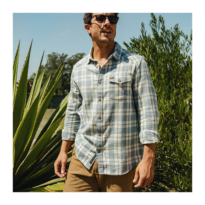 Howler Bros La Grange Lightweight Flannel Cohen Plaid: Iron Blue