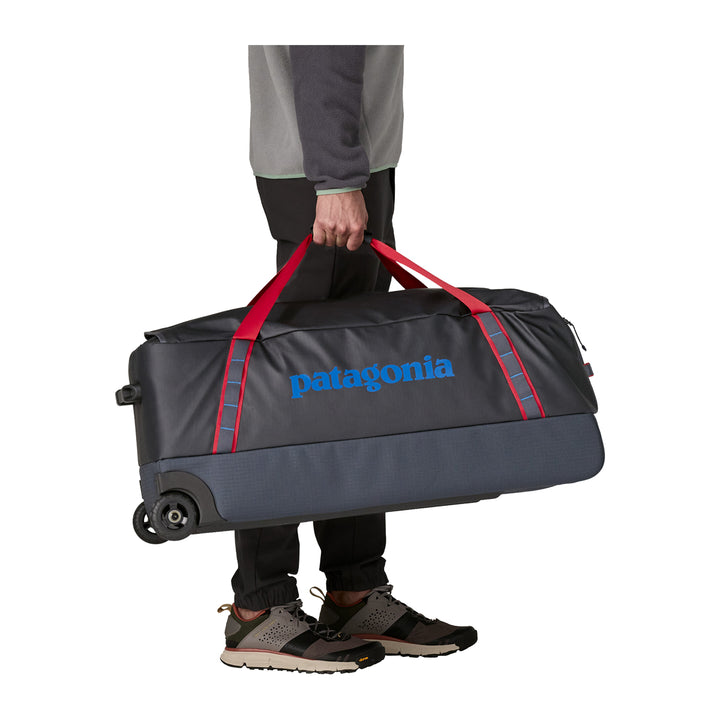 Patagonia Black Hole Wheeled Duffel 100L Smolder Blue w/Amanita Red
