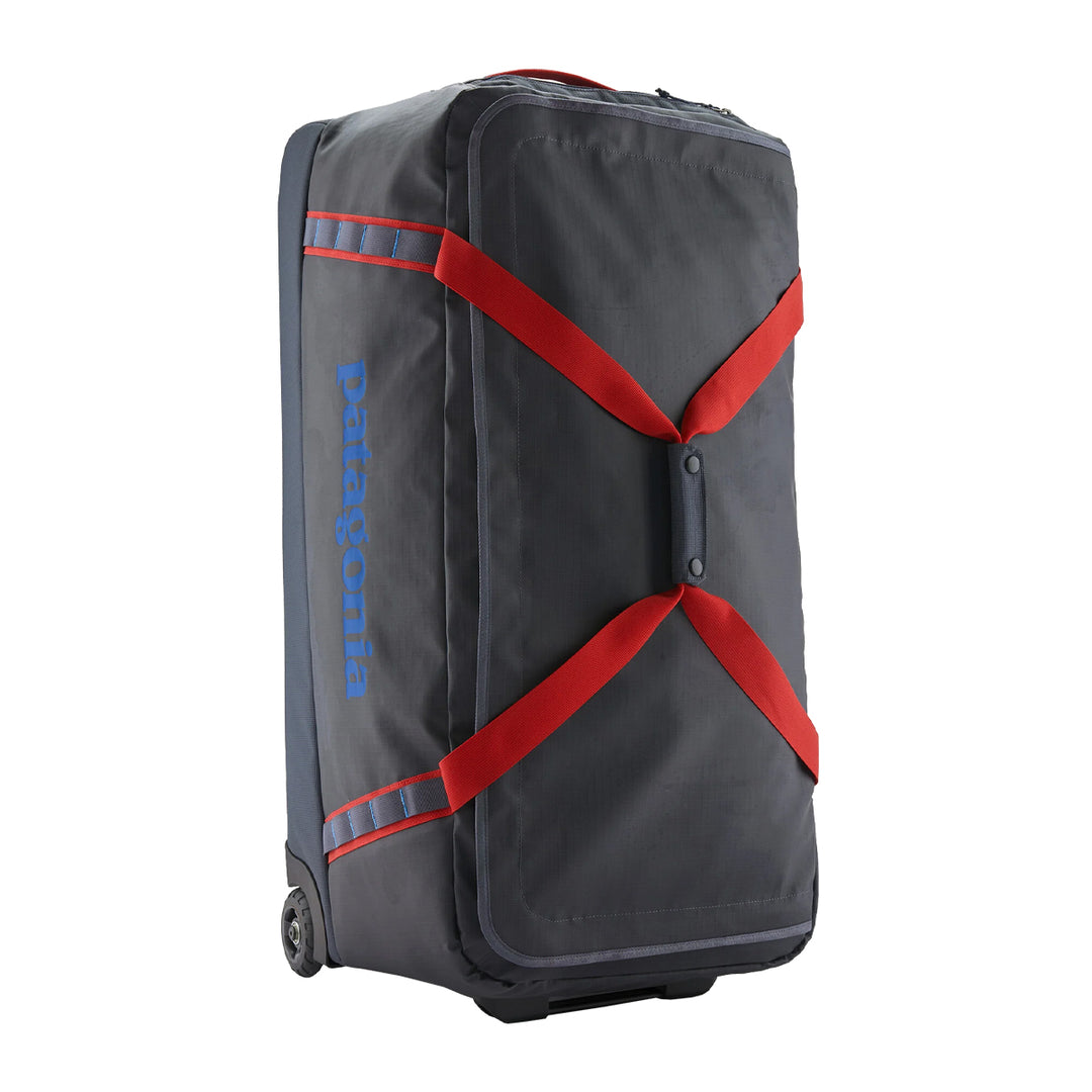 Patagonia Black Hole Wheeled Duffel 100L Smolder Blue w/Amanita Red