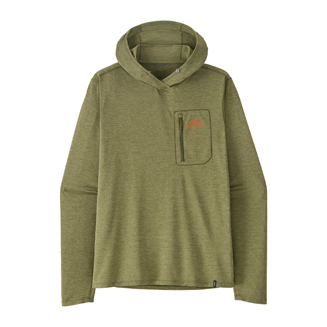 Patagonia MRFC Logo Cap Cool Sun Hoody - Cloud Crag Crest Caper Green - Buckhorn Green X-Dye