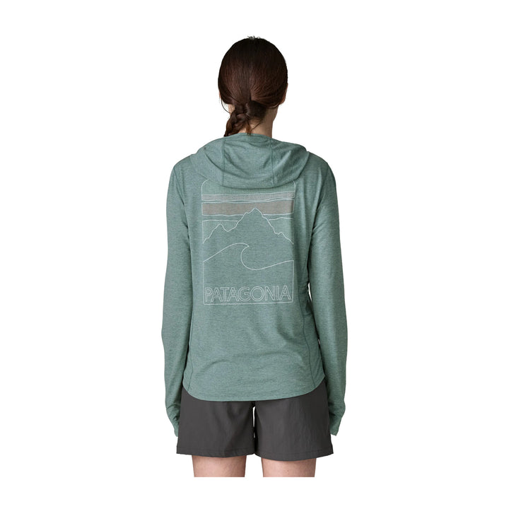 Patagonia Womens Cap Cool Sun Hoody - Peak Visions Nouveau Green - Blue Sage X-Dye