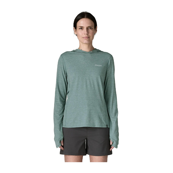 Patagonia Womens Cap Cool Sun Hoody - Peak Visions Nouveau Green - Blue Sage X-Dye