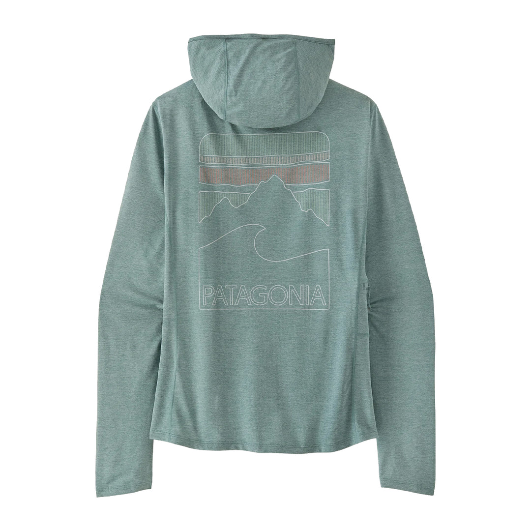 Patagonia Womens Cap Cool Sun Hoody - Peak Visions Nouveau Green - Blue Sage X-Dye