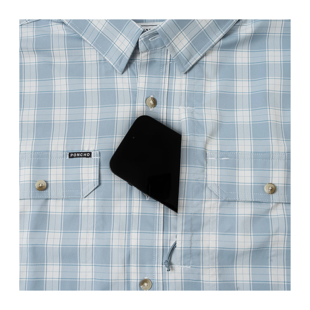 Poncho The Magic Ruckus SS Shirt Washed Blue and Grey Plaid