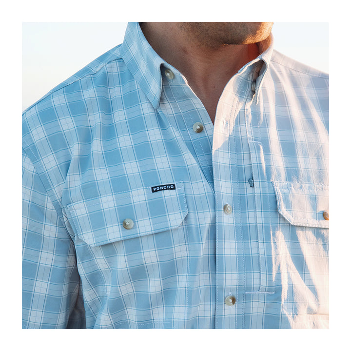 Poncho The Magic Ruckus SS Shirt Washed Blue and Grey Plaid