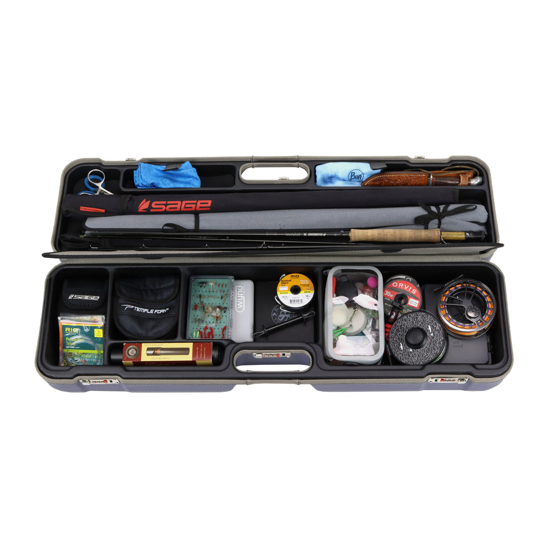 Sea Run Norfork Expedition Fly Fishing Rod & Reel Travel Case 9'6" Rod Cobalt Blue/Gray with Waterproof Cover Green