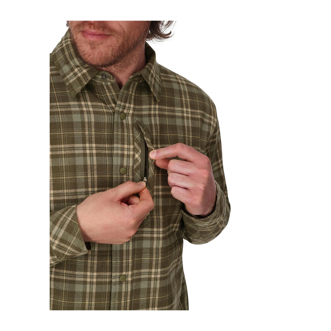 Simms Coldweather Shacket Schooner Plaid Loden